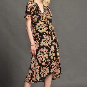 EVA FRANCO Multicolored Velvet Short Sleeve Marika Dress Anthropologie Size 2